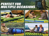 Double Sleeping Pad - Self Inflating 4" Extra-Thick for 2 Person with Pillow Built-in Foot Pump V1259-DP01-I-00016