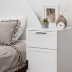 PORTO BEDSIDE TABLE - WHITE - HAMPTONS - OVAL BLACK V164-ECS13WHB05B