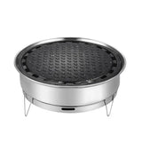 1 Piece Portable Korean BBQ Grill, Stainless Steel Round Grill with Maifan Stone Plate for Camping V1189-LC-HW-00329