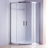 90 x 90cm Rounded Sliding 6mm Curved Shower Screen with Base in Chrome V63-830051