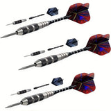 12-Piece Steel Tip Dart Set with Sharpener, Aluminum Shafts, PET Glitter Flights, Stainless Iron V1232-FBTZ-001