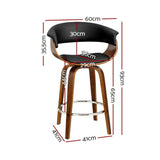 Artiss Bar Stools Set of 3 Kitchen Wooden Bar Stool Dining Chair 65cm BA-TW-8201-BKX3