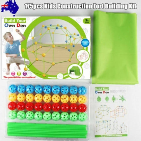 175pcs Kids Construction Fort Building Kit Castles 3D Play House Tent Toy Gift V201-W12795672