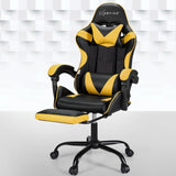 Artiss 2 Point Massage Gaming Office Chair Footrest Yellow MOC-GC-2P-BK-YL