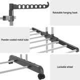 Artiss Clothes Airer Drying Rack 173cm Coat Hanger Foldable HANGER-B-01-FLD-GY