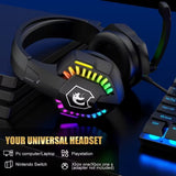 Wired Gaming Headset with RGB Lights and Noise Cancelling Mic V1142-TM601099667133465