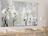 Blue Farmhouse Daisy Kitchen Curtains Wooden Flower Small Short Cafe Window Curtains Rustic Floral V1192-AZ-W-26552