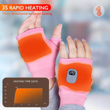 Pink Professional USB electric heating fingerless gloves, unisex, with LED temperature display, V1232-JRST002