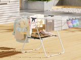 Artiss 2 Tier Clothes Rack Airer Foldable 139CM White HANGER-B-04-FLD-WH