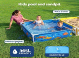 Bestway 2-in-1 Kids Pool and Sandpit Set 122cm/90cm Metal Frame Yellow Blue BW-POOL-KID-SQ-561CF