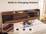 Artiss Queen Bed Frame with Charging Station 4 Drawers Storage Oak MBED-D-EVA-Q-WD-AB