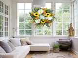 Sunflower Wreaths for Front Door, Artificial Spring Summer Wreath, Door Wreath for Outside All V1192-AZ-W-21178