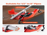 Heavy-Duty Pipe Chain Vise, 1/2" - 8" Pipe Capacity, 34.6" Rugged Chain & Cast Iron Base, V952-GLHQ128INCHHNDXLZV0
