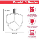 Flat Beater Compatible with KitchenAid 5-6 Quart Bowl-Lift Stand Mixer,Stainless Steel Paddle V1370-AZ4-08223