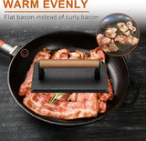 Heavy Duty Cast Iron Smash Burger Press Set with Ergonomic Wooden Handle and Ribbed Base for BBQ V1189-LC-HW-00557