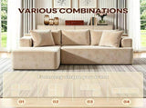 Couch Modular Sectional 3 Seater Sofa L-Shaped Khaki81" Boneless Sofa Bed, Deep Seat and Side V1337-LS-BK02-K