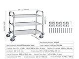 VEVOR Stainless Steel Cart, 3 Layers Lab Utility Cart 181 kg Weight Capacity, Medical Cart with V952-SYSSTCFB20134R3PNV0