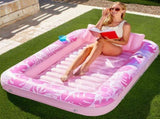 180x118CM Pink Deluxe Inflatable Suntan Tub & Floating Pool Lounger with Dual Integrated Cup Holders V888-ELOSUNG45714