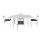 Gardeon Outdoor Dining Set 5 Piece Aluminum Extendable Table Setting White FF-DINING-5CLS-WH-ABC