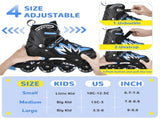 Roller for Boys Girls 4 Sizes Adjustable Inline Skates with Light-Up Wheels for Outdoor V1369-AZ3-W-16470