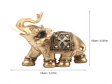 Golden Elegant Statue Figurine with Trunk Facing Upwards Collectible Wealth Home Decor V1294-YM0901-JY23398-02