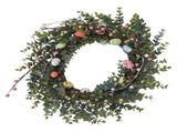 18 Inch Artificial Easter Wreath with Pastel Eggs Colorful Berries Easter Egg Wreath for Front Door V1294-YM0901-3115250001311