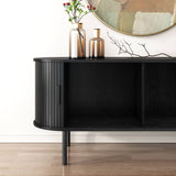 Ribbed Black Sideboard with Sliding Doors V264-TAB-726C-BLK-NA-1