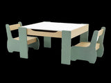 Levede Kids Table and Chairs Set 3-in-1 Chalkboard Storage Learning Dining Desk TB1027-GN-AU