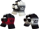 3 Pairs Touch Screen Gloves with Snow Flower Pattern, Warm Knit Winter Gloves Christmas Gifts V1189-LWWAL-20260325-00025