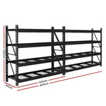 Giantz 4Mx2M Garage Shelving Warehouse Rack Pallet Racking Storage Shelve Black WR-E-2020-200BK-ABCX2