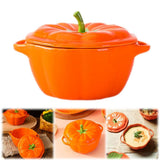 Pumpkin Dutch Oven, Mini Ceramic Casserole Pot with Lid, Pumpkin-Shaped Baking Dish for Souffls and V1370-AZ4-17277