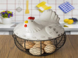 Egg basket, egg holder, egg storage, metal fruit bowl, chicken pattern, ceramic egg storage basket, V1188-MS-313-0447