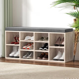 Artiss Shoe Rack Cabinet Shoe Bench Fabric Seat Pine BOA FURNI-C-SHOE-BEN102-WD