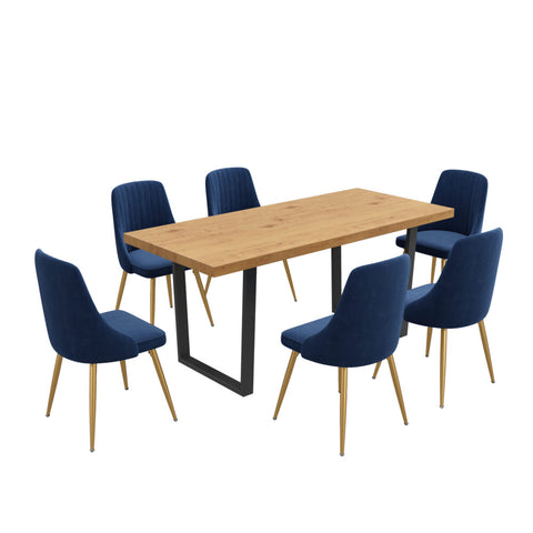 Dinero: Navy Velvet&Natural Table Set V264-DNT-412C-NTR-DNC-414V-BLU-6