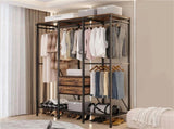 XXXL Large Open Wardrobe Closet - Freestanding Clothes Rail Rack with Curtains V767-JJ-XY1316-A-V1
