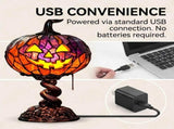 Halloween Pumpkin Table Lamp - Jack-O-Lantern Light - Vintage Halloween Lamp, USB Resin V1366-AZ2-W-15305