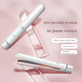 Green Cordless Mini Hair Straightener and Pink Curler and Heat Resistant Silicone Storage Mat - 3 V888-ELOSUNG56169-6