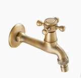 Antique Brass Faucet for Garden Hose, Fence, Bathroom & Outdoor Use Durable and Stylish Faucet V1107-113-16567-BRO-DUALOUTLETFAUCET