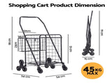 Emajin Shopping Trolley Cart Folding Aluminium Utility Cart Black ST-45KG-ALU-BK