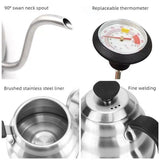 Gooseneck with Thermometer - 1.2L Pour Over Coffee & Tea,Stainless Steel Gooseneck V1265-YY-314