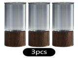 Black wood base vase, cylindrical glass vase, home decor vase, flower vase, high quality vase, V1102-116-BLA-51717