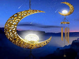 43.31 inch Solar Wind Chimes,Metal Moon Wind Chime Decor Outdoor Hanging Chime Waterproof LED Wind V1369-AZ3-W-22328