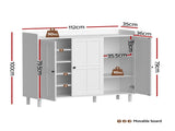 Artiss Shoe Rack Cabinet Storage Cupboard Adjustable Shelf White FUR-S-SHOE-112-WH-AB