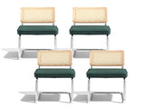 Artiss Dining Chairs Set of 4 Velvet Rattan Cantilever Green DINING-B-C01-VEL-GNX4