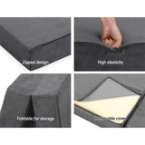 Giselle Bedding Foldable Mattress Folding Foam Bed Mat Single Grey FOAM-MFM-CU01-VEL-GY