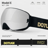DOTUGE DGQ-D07 Magnetic Flip Ski Goggles with REVO Coated Dual-Layer Anti-Fog Spherical Lens, UV400 V1341-ZY-BD9KJK24-B