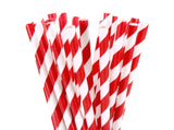 200 Pack Red White Drinking Straws Biodegradable Eco Paper Birthday Party Event Bistro Bar Cafe Take V382-REDSTRAW200