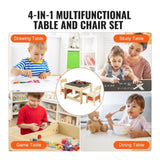 Kids Table and Chair Set Wooden Activity Table with Storage Space & Boxes V952-DCWETZYYZEYBIAWBVV0