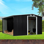 Wallaroo Garden Shed with Semi-Close Storage 6*8FT - Black GSS-BSW-68S-BK