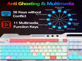 104 Keys Wireless Gaming Keyboard Mouse SetMouse Pad, RGB LED Backlit PC/Laptop White-RGB V201-W11043639